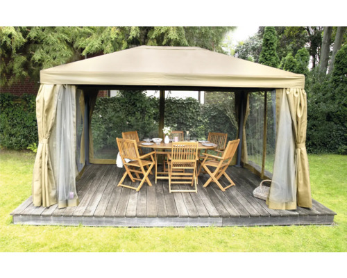 Gartenpavillon mit Holzboden, Tisch und Stühlen für den Aussenbereich