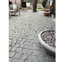 Aussenbereich mit Pflastersteinen und Gartenmöbeln