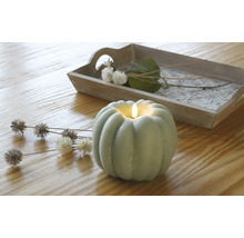 Bougie LED décorative en forme de citrouille avec plateau et décorations florales