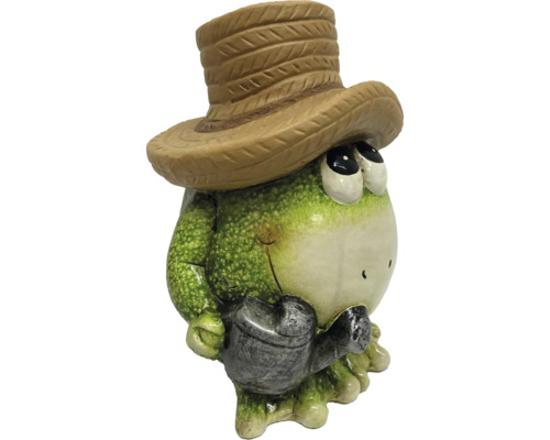 Figurine de jardin grenouille avec chapeau et arrosoir