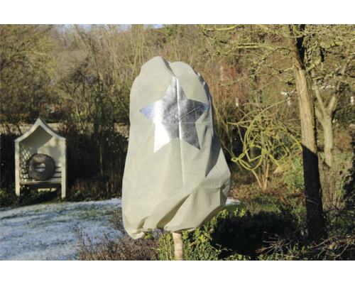 Housse de protection pour plantes avec motif étoile dans un jardin hivernal
