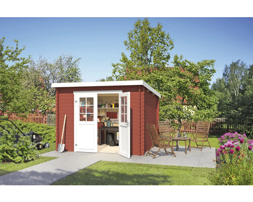 Abri de jardin Outdoor Life San Jose 295 x 268,7 cm rouge de falun Jardin avec cabanon de jardin, mobilier de jardin et outils de jardin