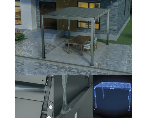 Pergola dans le jardin avec table et chaises