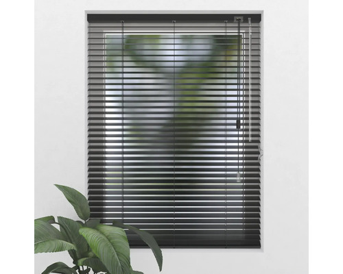 Fenêtre avec stores vénitiens noirs pour le contrôle de la lumière