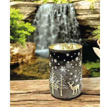 Photophore avec motifs de cerf, de flocon de neige et de sapin