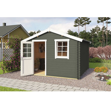 Abri de jardin avec porte et fenêtre ouvertes