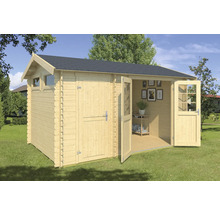 Abri de jardin en bois avec double porte et fenêtres