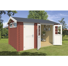 Abri de jardin avec porte double, porte simple et fenêtres