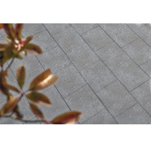 Graue Pflastersteine im Gartenbereich