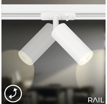 Deux spots LED réglables sur un rail