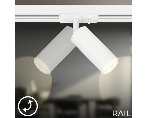 Deux spots LED réglables sur un rail