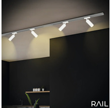 Plafonnier avec quatre spots et système de rails