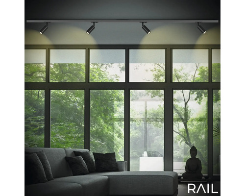 Rail avec spots dans le salon