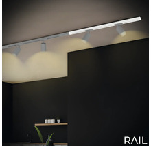 Deckenleuchte mit Spots in einem Wohnraum.