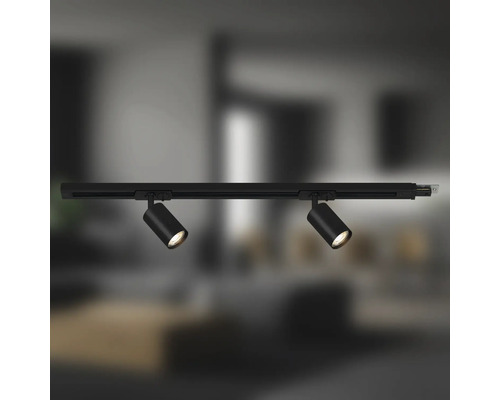 Schienensystem mit zwei Strahlern zur Deckenmontage