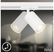 Zwei weisse LED-Strahler an einer Schiene