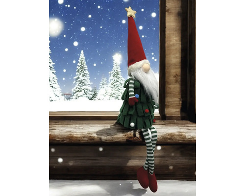 Dekorative Weihnachtsfigur in Form eines Elfen mit Tannenbaumkostüm und Stern