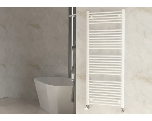 Rotheigner Badheizkörper SOLID 1500 x 600 mm weiss Anschluss Beidseitig unten Badezimmer mit Badewanne und Handtuchwärmer
