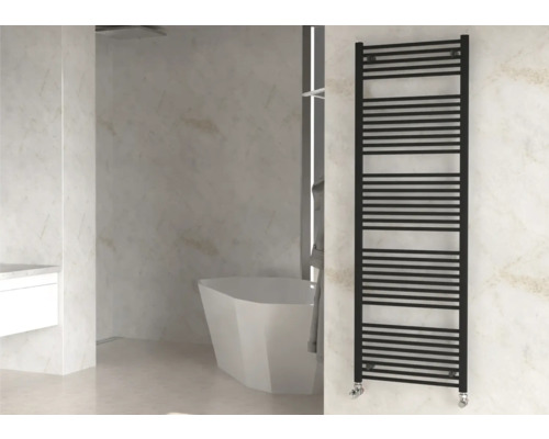 Radiateur de salle de bains Rotheigner SOLID 1820 x 600 mm noir mat Salle de bains avec baignoire îlot et sèche-serviettes noir