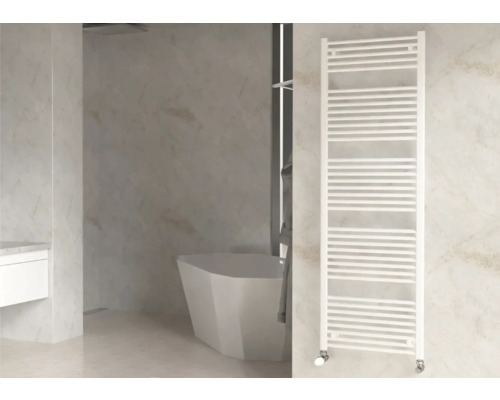 Rotheigner Badheizkörper SOLID 1820 x 750 mm weiss Anschluss Beidseitig unten Badezimmer mit Badewanne, Waschbecken und Handtuchwärmer