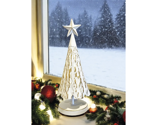 Dekorativer Weihnachtsbaum aus Keramik mit Sternspitze als Fensterdekoration