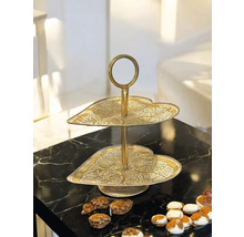 Etageren-Dekoration mit zwei goldenen herzförmigen Ebenen