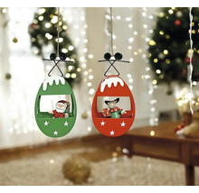 Dekorative Gondeln mit Weihnachtsmann und Rentier als Christbaumschmuck