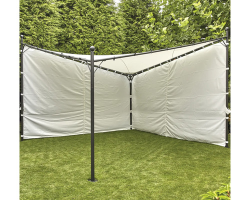 Tente de jardin avec parois en tissu sur une pelouse