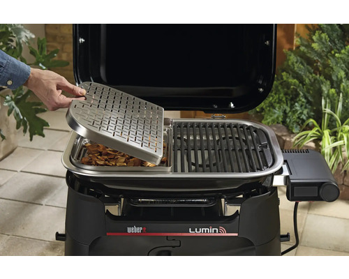 Barbecue électrique Weber avec insertion pour fumage