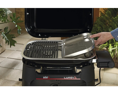 Barbecue électrique Weber Lumin avec grille et plat de maintien au chaud
