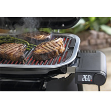 Grill avec steaks et asperges sur la grille