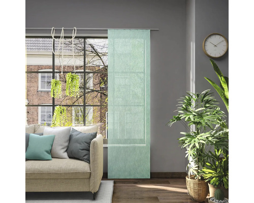 Salon avec canapé, plantes d''intérieur, horloge et panneau coulissant