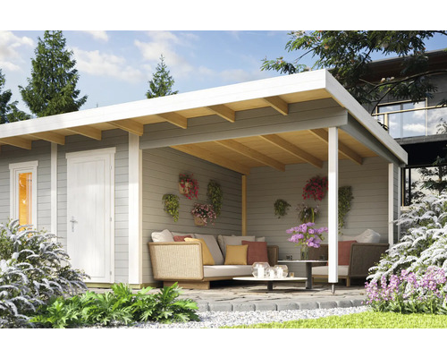 Pavillon de jardin avec terrasse couverte et coin salon