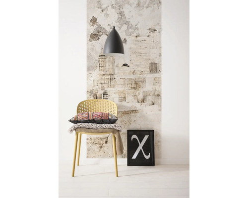 Papier peint panoramique intissé 6010A-VD1 Citadel Panel 1 pce 100 x 250 cm Intérieur décoratif avec chaise, coussin, couverture, lampe et peinture murale
