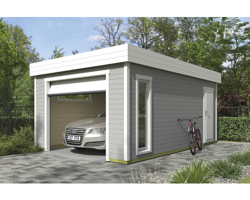 Garage simple Outdoor Life Bahamas 2 avec porte sectionnelle 380 x