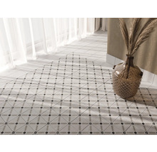 Pièce lumineuse avec carrelage à motifs et vase décoratif
