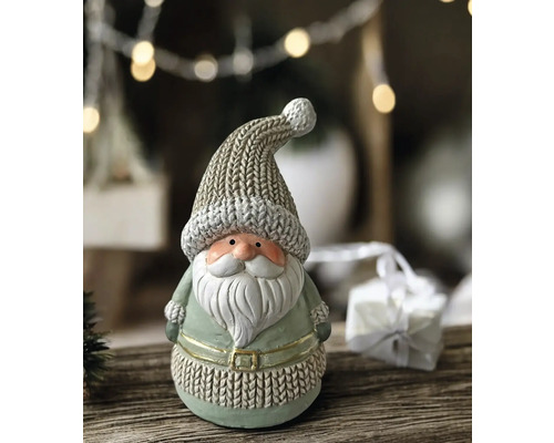 Figurine décorative de Père Noël avec motif de bonnet tricoté