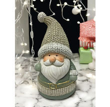 Dekorativer Weihnachtsmann aus Kunstharz mit Strickmütze für festliche Dekorationen