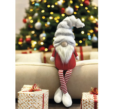 Gnome de Noël décoratif avec des jambes rayées et un motif de Noël