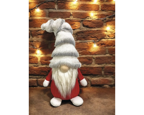 Weihnachtswichtel mit Bart und gestreifter Mütze