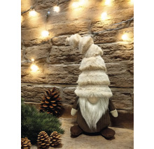 Dekorativer Weihnachtswichtel mit langem Bart und gestreifter Mütze als festliche Dekoration