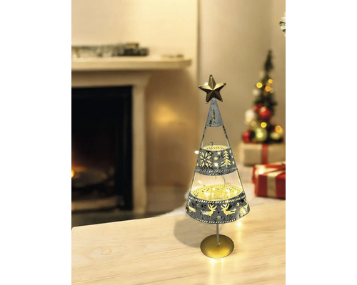 Sapin de Noël décoratif en métal avec étoile et éclairage