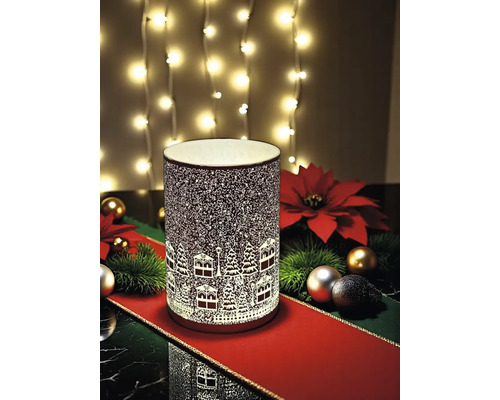 Dekorative Tischleuchte mit Winterdorf-Motiv zur stimmungsvollen Beleuchtung