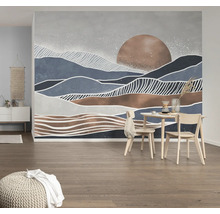 Décoration murale avec un motif abstrait de paysage de montagne qui crée une atmosphère paisible
