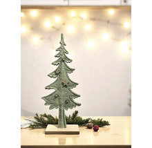 Dekorativer Tannenbaum aus Filz mit Sternen auf Holzsockel als festliche Weihnachtsdekoration