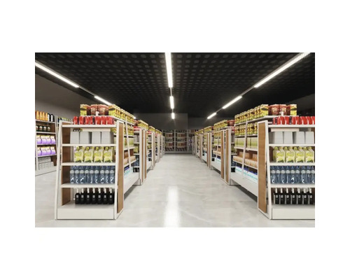 Étagères avec des aliments dans une épicerie