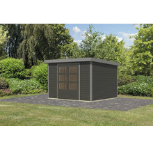 Abri de jardin Karibu Metalwood 5B tôle gris aluminium 320,5 x 266,5 cm gris terre