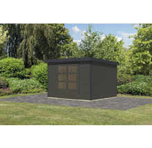 Gartenhaus Karibu Metalwood 5B Blech anthrazit 320,5 x 266,5 cm terragrau