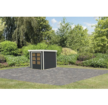 Abri de jardin en bois avec double porte dans le jardin