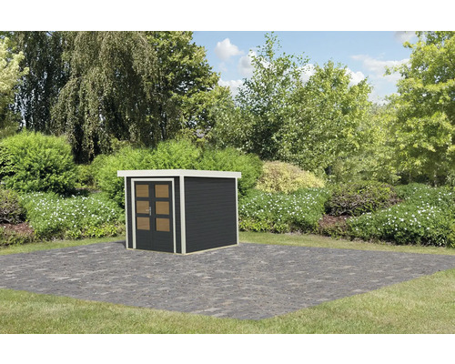 Abri de jardin en bois avec double porte dans le jardin